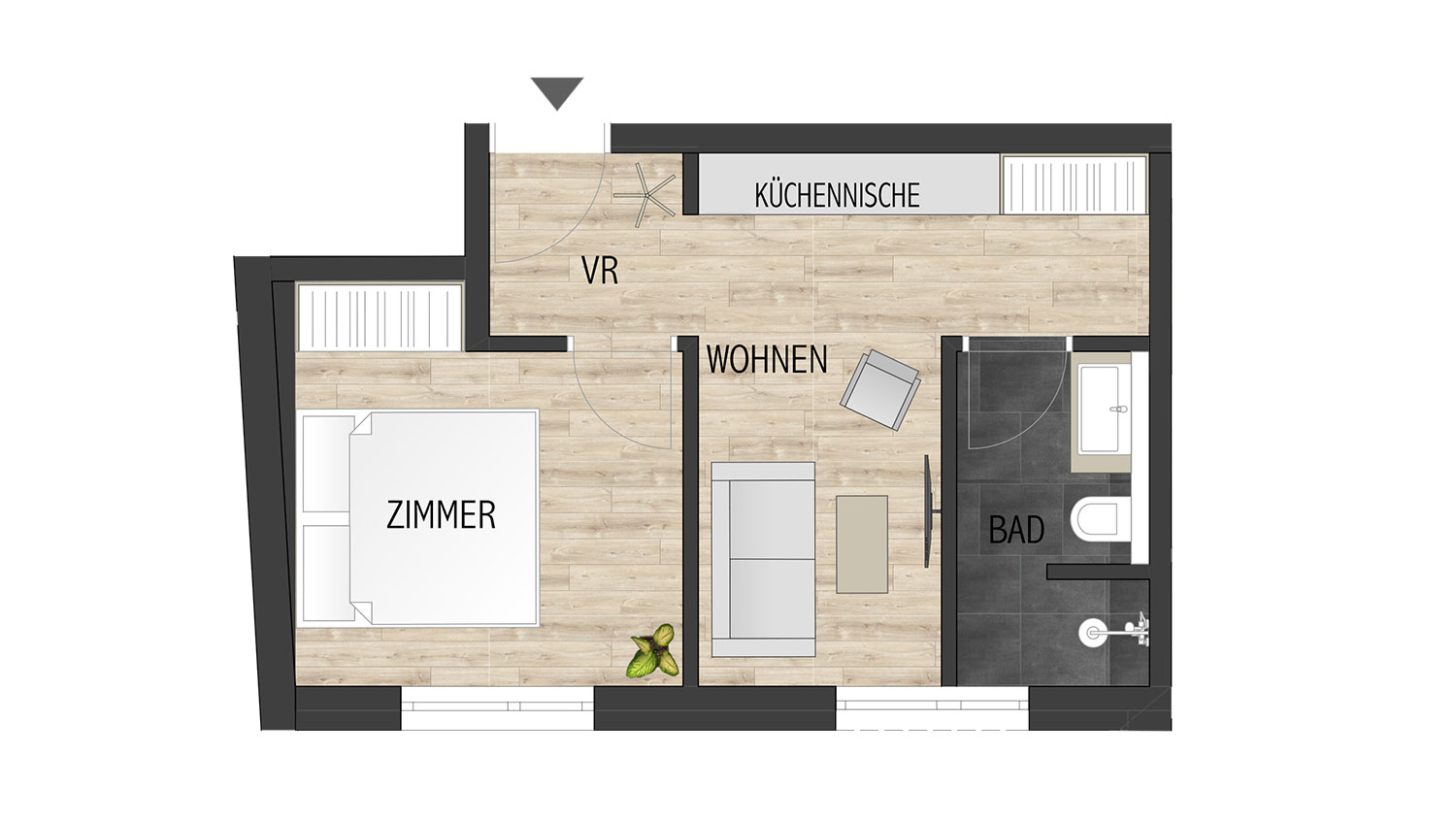 Grundriss - Studio HAPPY, Appartement in Schladming